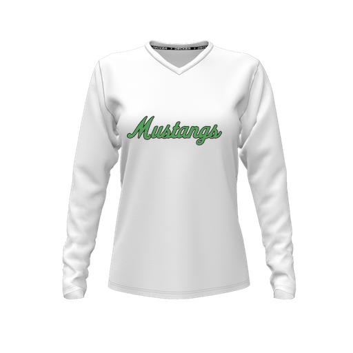 [CUS-DFW-TEES-CMF-VNK-LSL-WHT-FYXS-LOGO1] Decker Comfort T-Shirt (Female Youth XS, White, V Neck, Logo 1, Long Sleeve)