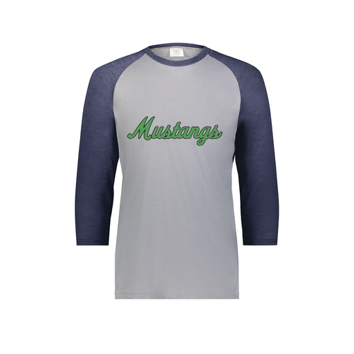 [6879.29V.S-LOGO1] Men's Vintage 3/4 Sleeve T-Shirt (Adult S, Navy, Logo 1)
